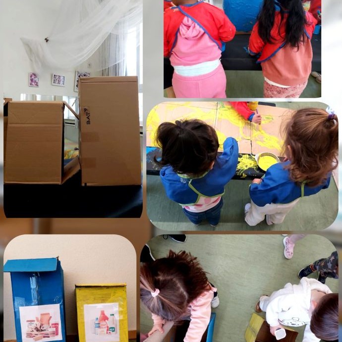 College de los momentos de la actividad con las papeleras