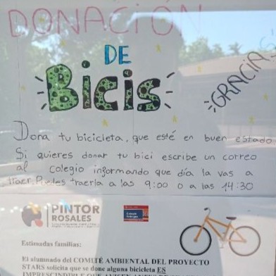 Cartel para la donación de bicicletas
