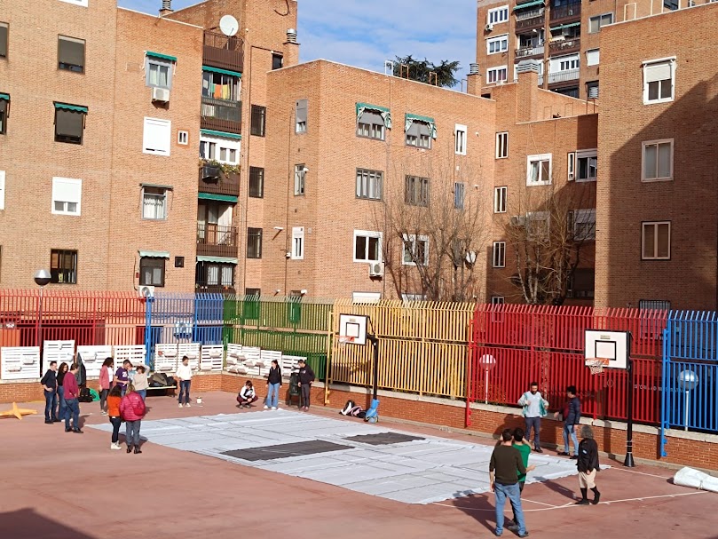 Preparando la lona